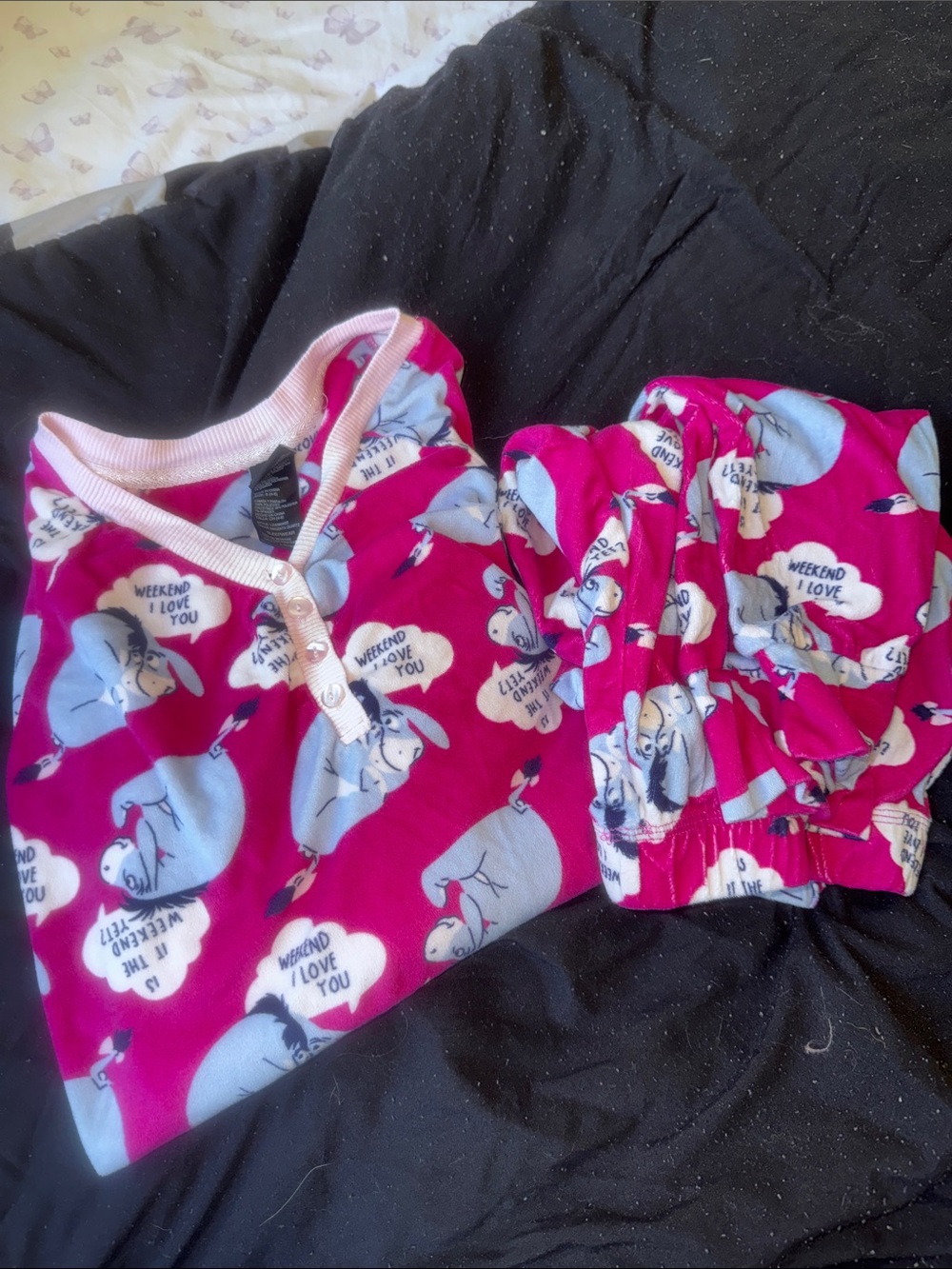 Pink donkey Pajama Set - Cute Heart Print